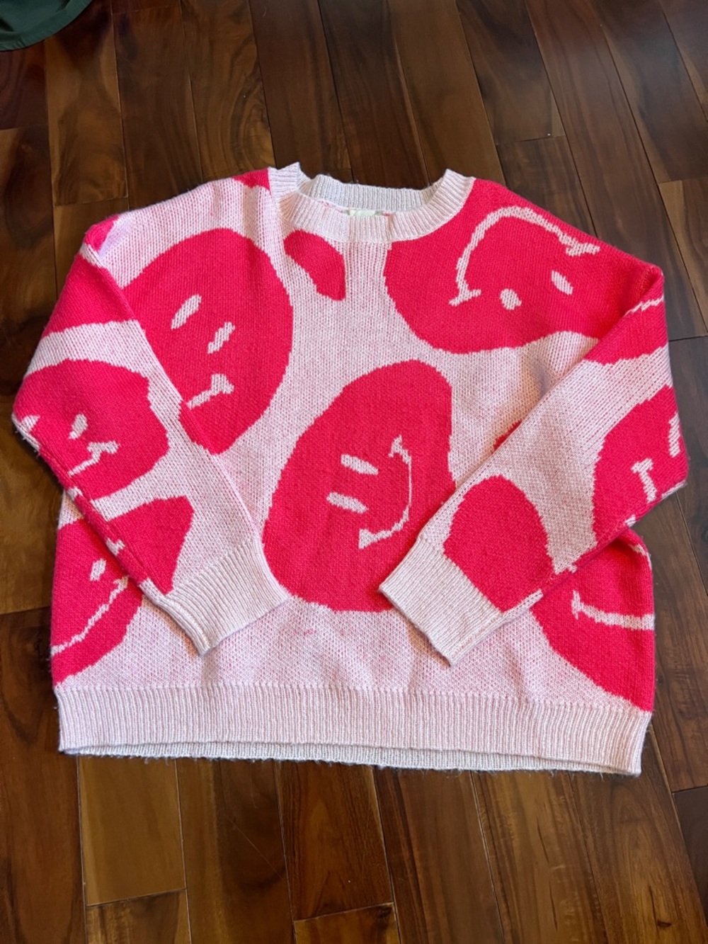Altar'd State Pink Smiley Crewneck Sweater